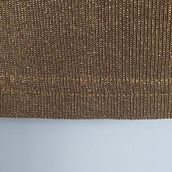 Michael Taylor Womens Vintage Metallic Gold Thread Knit Short Sleeve Shirt Small - Picture 6 of 7